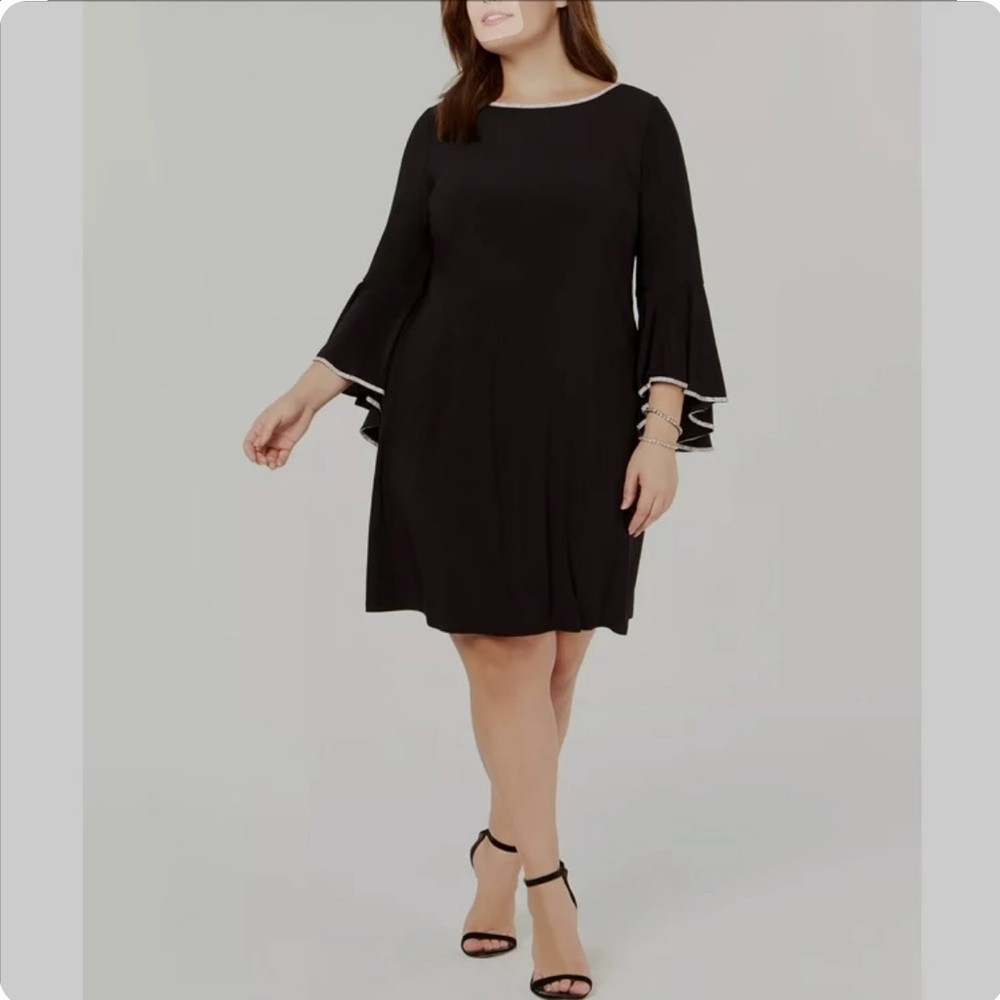 BARS lll: Bell Sleeve Boat Neck Sheath Dress.